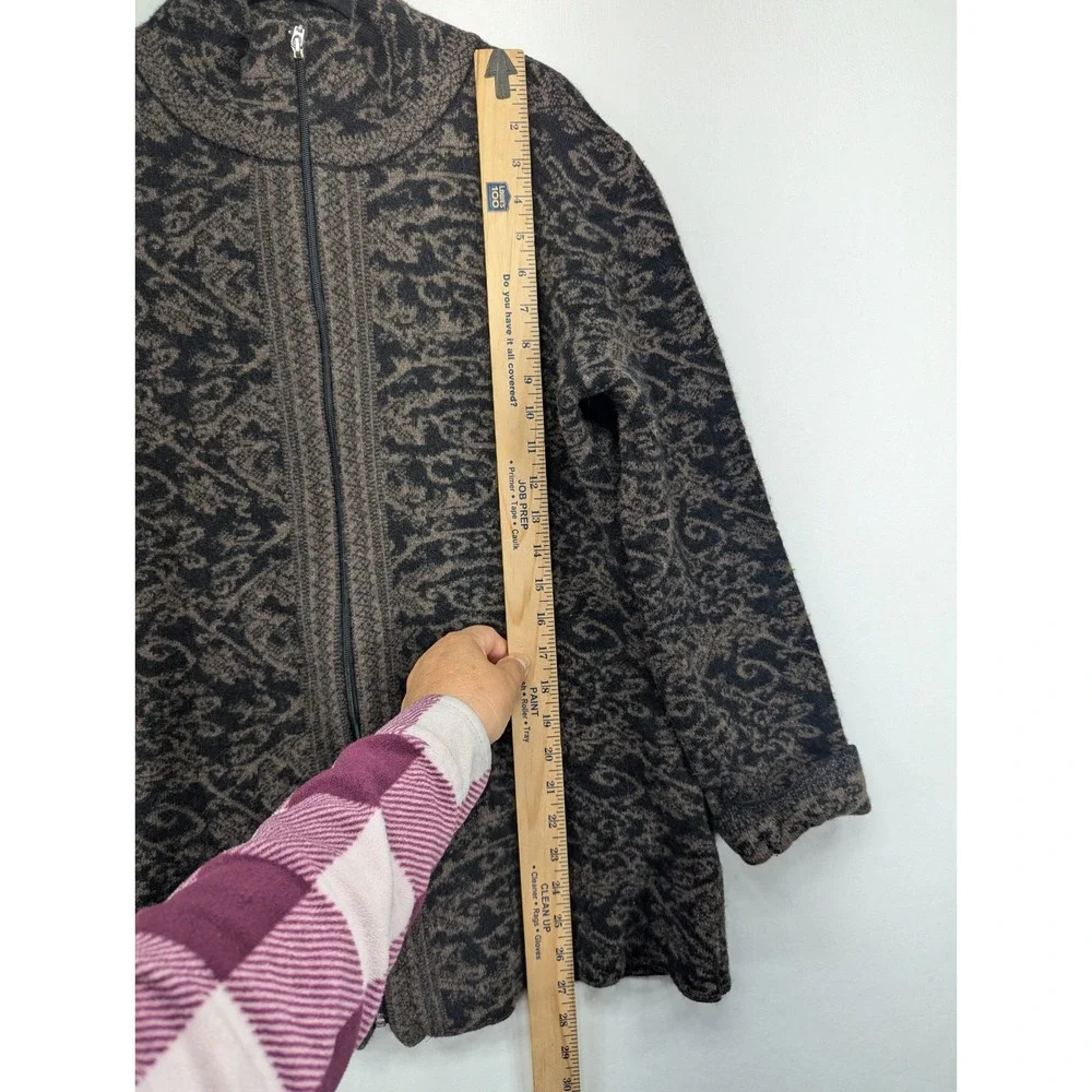 A.IDA Made in‎ Italy Wool Blend Full Zip Damask Sweater Jacket XL Charcoal Taupe